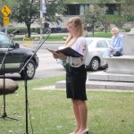 Deana Drozdowsky, SUSK Regional Vice President Central greeting the community on the 20th Anniversary of Ukraine's Independence
